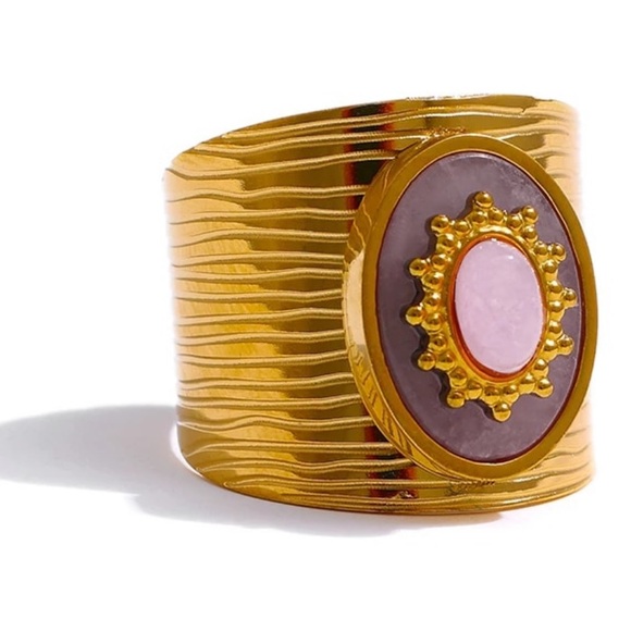 💛Gold Plated crystal open ring - Picture 8 of 8